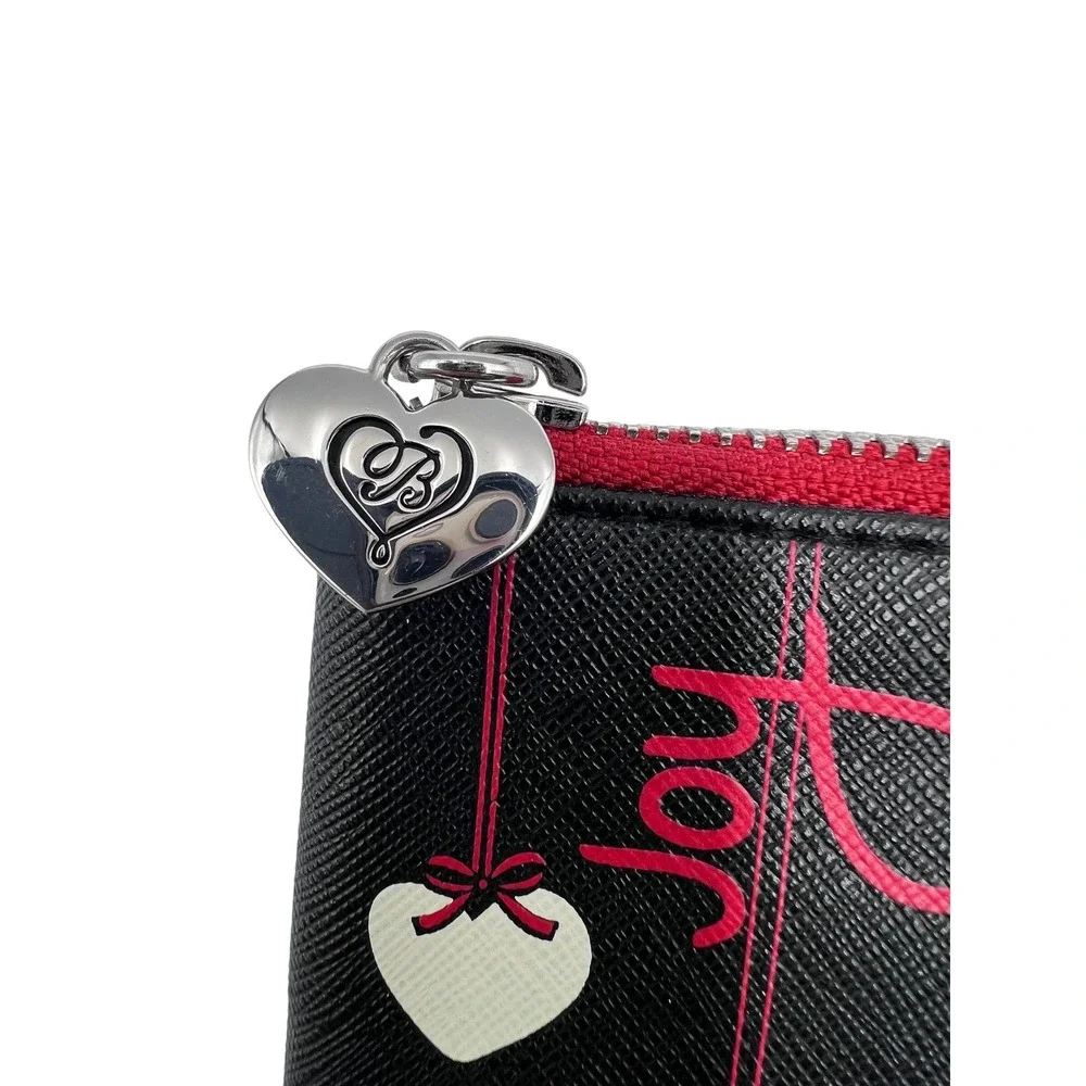 Brighton Wristlet Pouch NEW‎ Small Black New Love Notes Holiday Ornament Art